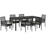 OMAXI 890795 Zahradní jídelní souprava 7 pcs Černá Poly ratan – Hledejceny.cz