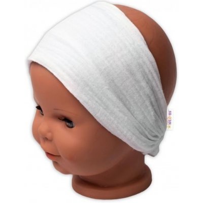 Baby Nellys Lehká mušelínová čelenka Bandana bílá – Zboží Dáma
