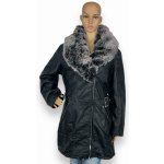 Libland Dámský kožený kabát černá – Zboží Mobilmania