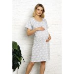 Mateřská noční košile Hearts Grey knoflíky – Zboží Dáma