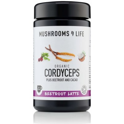 Mushrooms 4 Life Kokosové latté s houbou Cordyceps červenou řepou a raw kakaem 130 g – Zboží Mobilmania