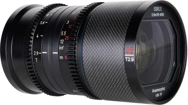 SIRUI 35 mm T2,9 Anamorphic Saturn 1,6x Carbon Fiber Blue Flare Canon RF