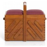 Kazeta - košík na šicí potřeby dřevěný s látkou - tmavý - PRYM – Zboží Dáma