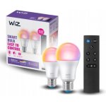 WiZ SET 2x LED žárovka E27 A60 8W 60W 806lm 2200-6500K RGB IP20, stmívatelná + ovladač – Hledejceny.cz