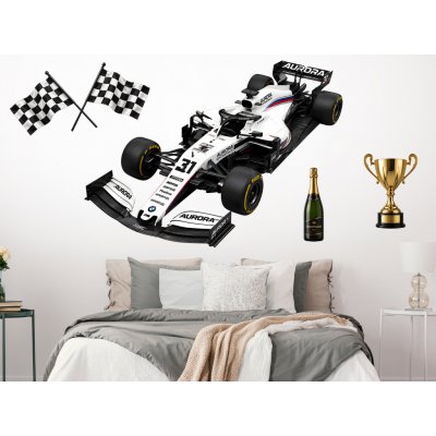 Nalepte.cz Bílá formule F1 textilní přelepitelná samolepka na zeď arch 100 x 68 cm – Hledejceny.cz