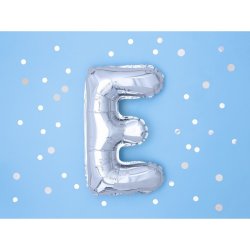 PARTYDECO Balón foliový písmeno "E" 35 cm stříbrný NELZE PLNIT HELIEM