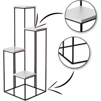 HowHomely STOJAN NA KVĚTINÁČ KASKADA 110x40x40 cm ČERNÁ/BÍLÁ – Zboží Dáma