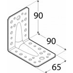 Domax Úhelník s prolisem KP 1, 90 x 90 x 65, zinek – HobbyKompas.cz