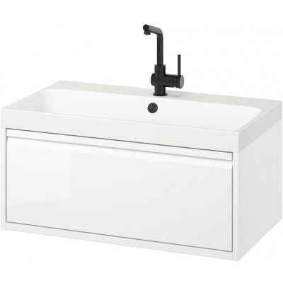 IKEA ANGSJON/BACKSJON Skříňka s umyvadlem/akumulátorem lesklá bílá 80x48x39 cm – Zboží Mobilmania