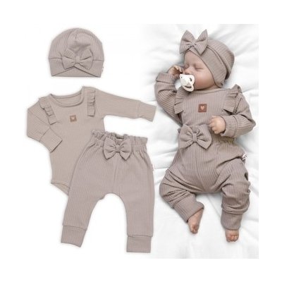 Žebrovaná rostoucí souprava 3D, Baby Girl taupe – Zboží Dáma