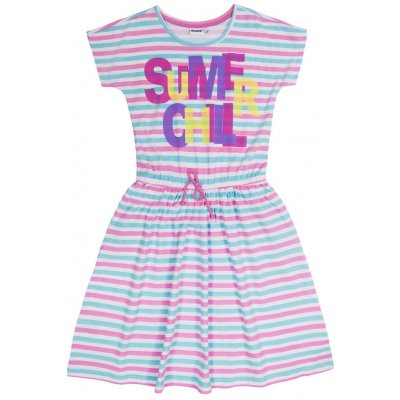 Winkiki Kids Wear dívčí šaty Summer Chill bílá pruhy