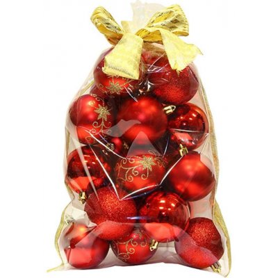 SEIZIS Koule s dekorem 20ks v sáčku, 6cm, červené – Zboží Dáma