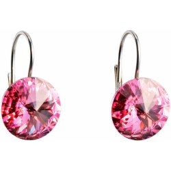 Evolution Group stříbrné visací s krystaly Swarovski růžové kulaté 31106.3 fuchsia