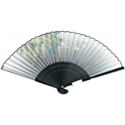 Japonský hedvábný vějíř Butterfly Black – Zboží Živě