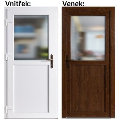 Soft Vchodové dveře 1/2 sklo zlatý dub/bílá levé 98 x 198 cm – Sleviste.cz