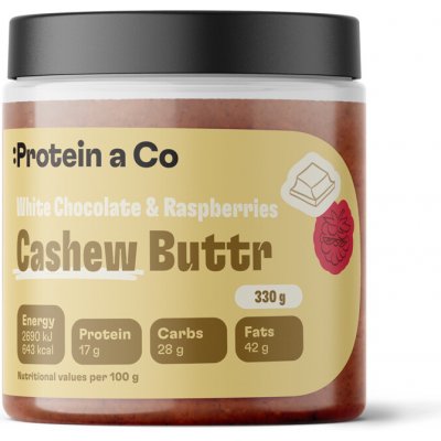 Protein&Co Kešu krém s bílou čokoládou a malinami 330 g – Hledejceny.cz