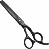 Kadeřnické nůžky Pro Feel Japan KKC-630 Black profi kadeřnické efilační nůžky na vlasy 6' černé