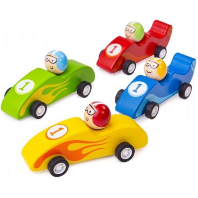 Bigjigs Toys Barevné dřevěné závodní auto 1ks BJ992