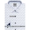 Pánská Košile AMJ pánská bavlněná košile dlouhý rukáv prodloužená délka slim fit VDBPSR1313 bílá modře puntíkovaná vzorovaná