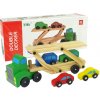 Auta, bagry, technika Lean Toys Dřevěný zelený kamion s bloky kamionů