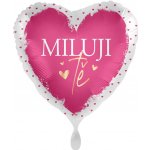 Party Deco Foliový balonek Miluji tě růžová srdíčka CZ 43 cm – Zboží Dáma