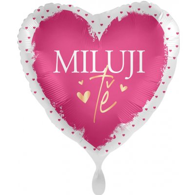 Party Deco Foliový balonek Miluji tě růžová srdíčka CZ 43 cm – Zboží Dáma