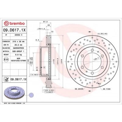 BREMBO Brzdový kotouč Xtra - vrtaný 09.D617.1X – Zboží Mobilmania