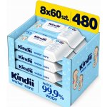 Kindii 99,9% Water Care Vlhčené ubrousky pro děti a kojence 8 x 60 ks – Hledejceny.cz