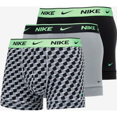 Nike Everyday Cotton Stretch Trunk 3 Pack Geo Block Print/ Cool Grey/ Black – Zboží Mobilmania