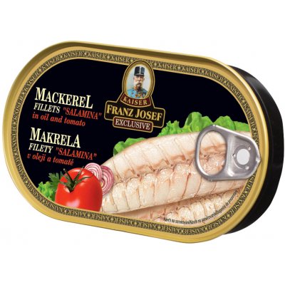 Kaiser Franz Josef Exclusive Makrela filety "Salamina" v oleji a tomatě 170 g – Hledejceny.cz