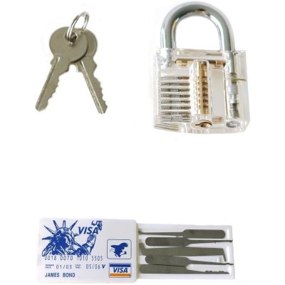 LockPick průhledný trénovací visací zámek + DÁREK karta s planžetami ML0007 – Hledejceny.cz