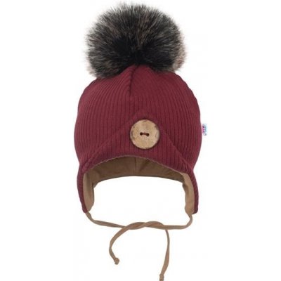 NEW BABY Kojenecká zimní čepička New Baby Great bordó – Sleviste.cz