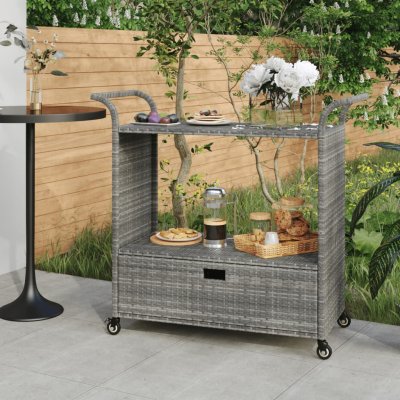 HangarStore barový vozík se zásuvkou šedý 100 x 45 x 97 cm polyratan 316664 – Hledejceny.cz