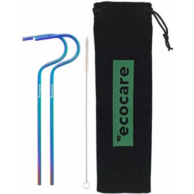 ECOCARE Ekologická kovová brčka Duhová 2 ks – Sleviste.cz