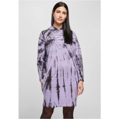 Urban Classics Ladies Oversized Tie Dye Hoody Dress black/lavender