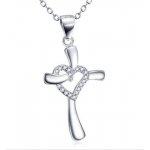 Šperky4U Stříbrný řetízek s přívěškem křížek se srdíčkem AL1009 – Zbozi.Blesk.cz