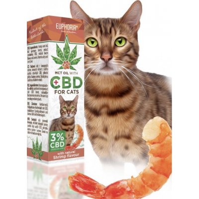Euphoria CBD konopný olej pro kočky 3% 300 mg krevety 10 ml – Hledejceny.cz