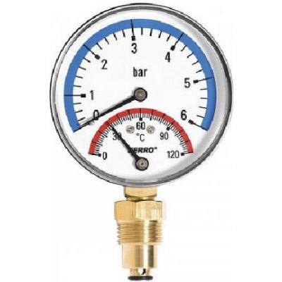 Novaservis Termomanometr 1/2" radiální, 0-6 bar TM80R – HobbyKompas.cz