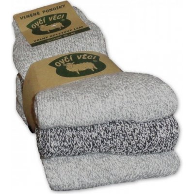OVČÍ VĚCI ponožky z ovčí vlny šedé sada 3 páry