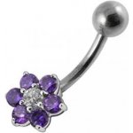 Šperky4U stříbrný piercing do pupíku kytička BP01018-A – Zboží Mobilmania