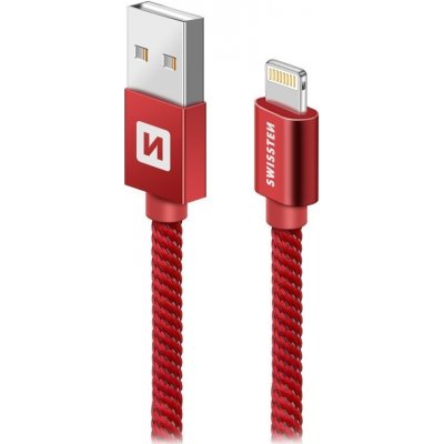 Swissten 71524206 USB 2.0 typ A na Lightning, USB 2.0, zástrčka A - zástrčka Lightning, MFi, opletený, 1,2m, červený – Zbozi.Blesk.cz