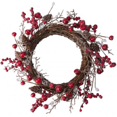 H&L Vánoční dekorativní věněc Jeřabina, hnědý s červenými bobulemi 30cm – Hledejceny.cz