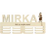 LYMFY Dřevěný držák na medaile s laserováním 45cm běh přírodní dřevo – Zboží Dáma