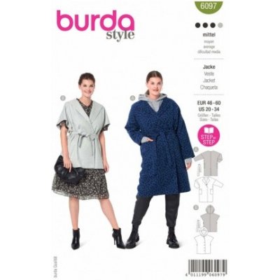 Střih Burda 6097 na dámský kabát a vestu pro plnoštíhlé – Zboží Mobilmania