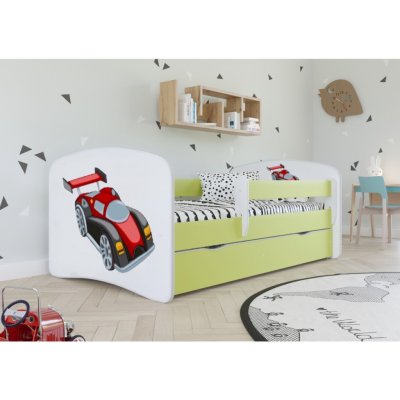 Kocot Kids Babydreams závodní auto zelená se šuplíky s matrací – Zboží Mobilmania