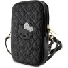 Pouzdro a kryt na mobilní telefon Hello Kitty PU Leather Quilted Pattern Kitty Head Logo Phone Bag černé