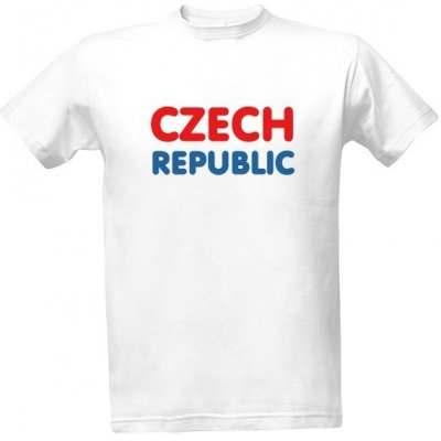 Tričko s potiskem Česká republika Czech republic nápis pánské Bílá