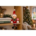 MagicHome Vianoce Dekorace MagicHome Vánoce, elf, textil, červený, 14/35 cm – Hledejceny.cz