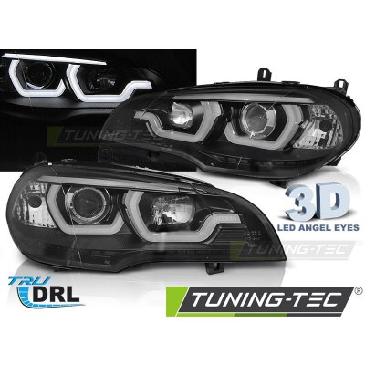 Přední světla 3D LED angel eyes DRL BMW X5 E70 07-13 černá