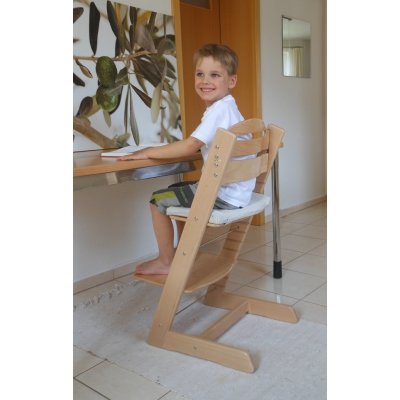 Jitro Plus dětská rostoucí židle přírodní buk bez laku / molitanový sedák tužky červené